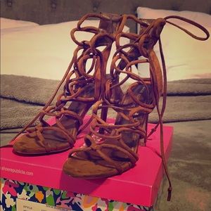Chestnut laced up heels